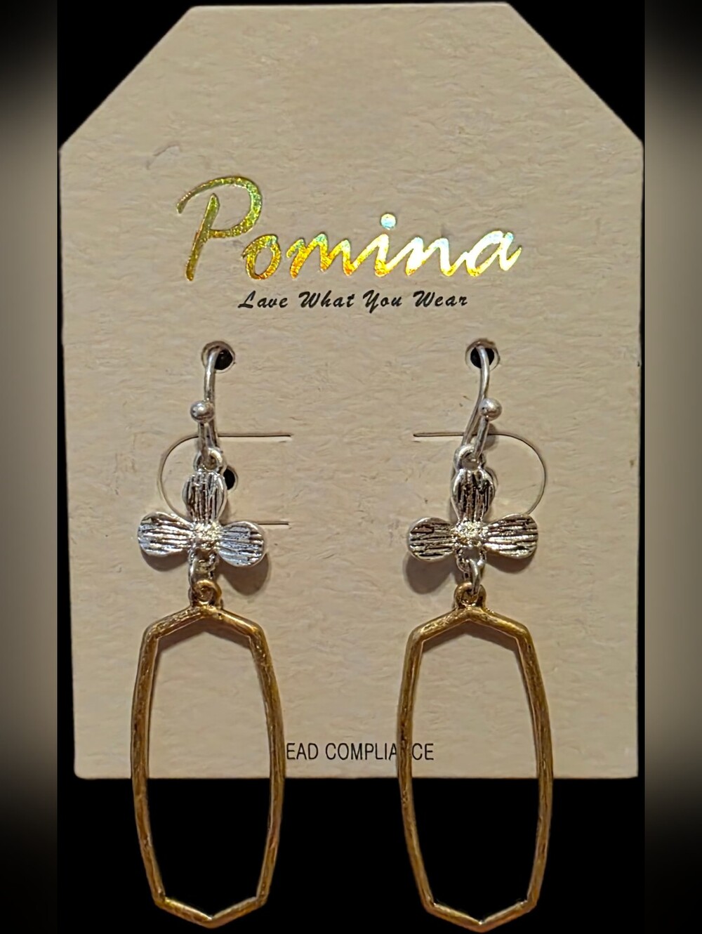 Two-Tone Flower Drop Earrings